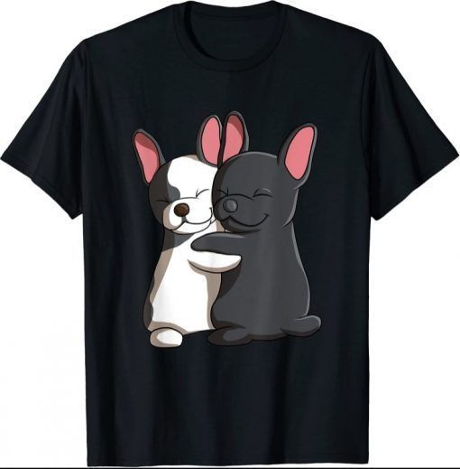 Cute Kawaii Dog Hugging French Bulldogs T-Shirt