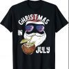 Christmas In July Summer Santa Hawaiin Coconut Drink T-Shirt