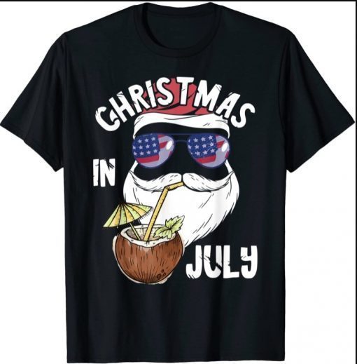 Christmas In July Summer Santa Hawaiin Coconut Drink T-Shirt