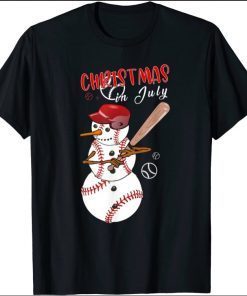 Christmas in july For Baseball Fan Snowman, Snowman Baseball T-Shirt