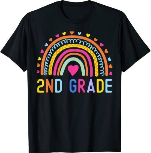 2nd Grade Rainbow Girl Boys Teacher Hello Second Grade Squad Tee T-Shirt