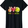 Softball Player Girls Peace Love Softball 2021 T-Shirt