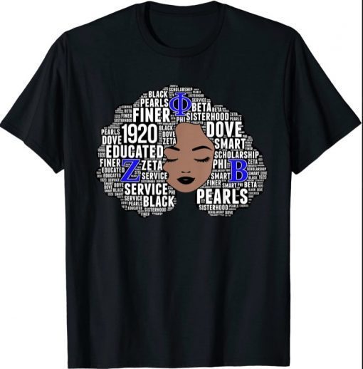 Womens Zeta 1920 Afro Natural Hair Phi beta Words T-Shirt