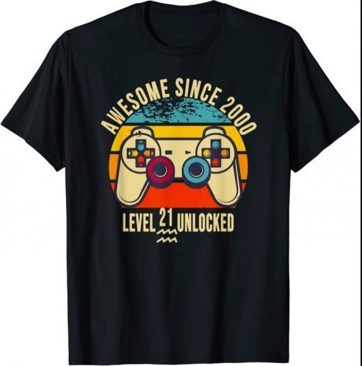 Vintage Style Awesome Since 2000 21st Birthday Gaming T-Shirt