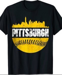 Pittsburgh Baseball Cityscape Distressed Novelty Pirate T-Shirts