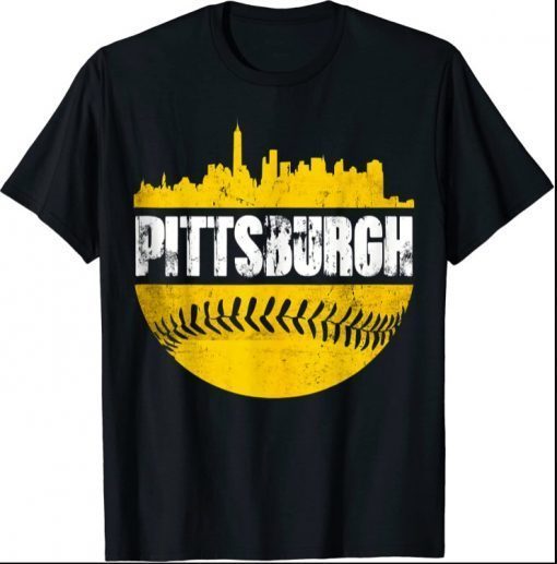 Pittsburgh Baseball Cityscape Distressed Novelty Pirate T-Shirts