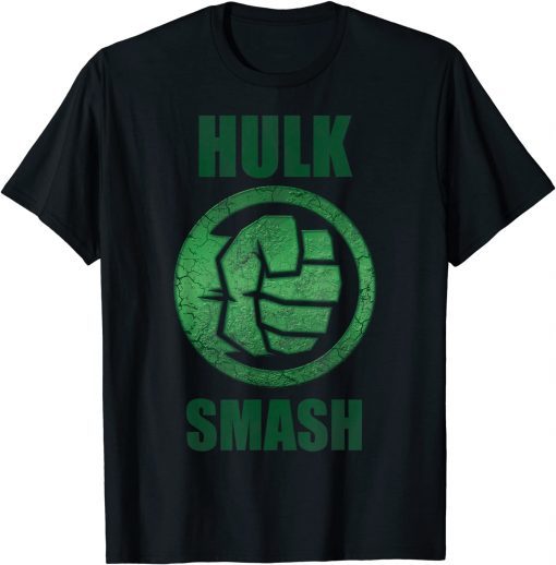 2021 Marvel Hulk Smash Fist Circle Logo Green Stone Poster T-Shirt