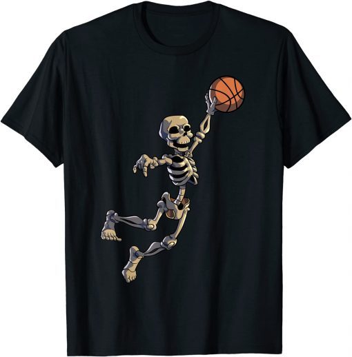 Official Basketball Skeleton Halloween Men Boys Basketball Halloween Shirt