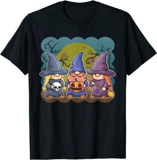 Funny Halloween Gnomes Shirt Cute Autumn Pumpkin Fall Knomes T-Shirt