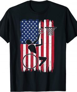 Paralympic Basketball USA Grunge Flag Paralympic Basketball Gift Tee Shirt