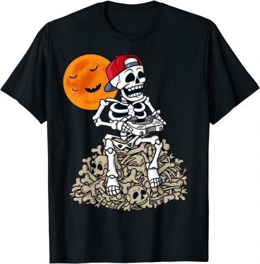 Halloween Skeleton Gamer Boys Kids Teens Gaming Gift Shirts