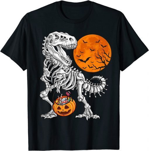 Halloween shirts for Boys Kids Dinosaur Skeleton T rex Scary Tee Shirt