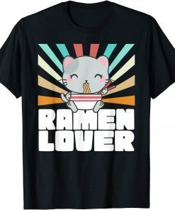 Classic Ramen Cat 80's Vibes Vintage Ramen Lover Japanese Kawaii Cat T-Shirt