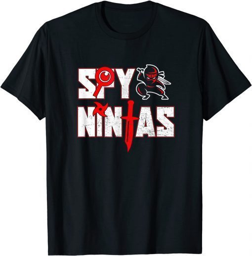 Cool Spy Gaming Ninjas Surrounded By Shurikens T-Shirt