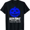 Halloween Autism Awareness Trick or Treat Blue Pumpkin Funny TShirt