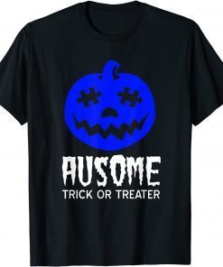 Halloween Autism Awareness Trick or Treat Blue Pumpkin Funny TShirt