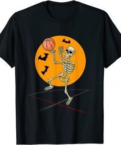 Basketball Skeleton Halloween Men Boys Basketball Halloween Shirt T-Shirt
