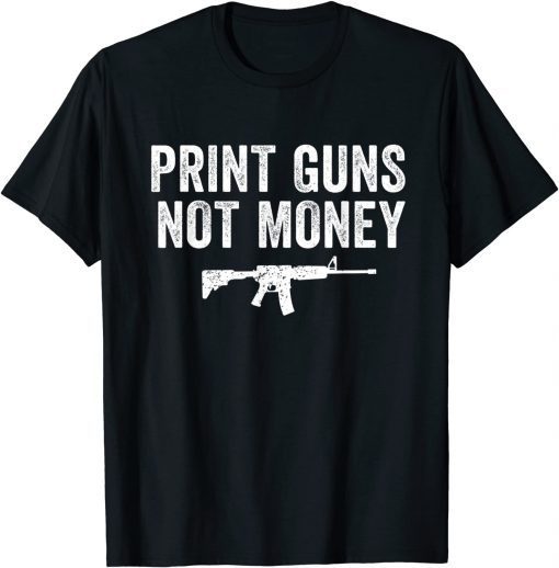 Unisex Print Guns Not Money Distressed Shirt T-Shirt