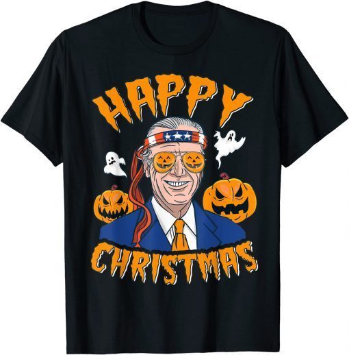 Funny Happy Christmas Halloween Jokes Pumpkin Boo Funny Joe Biden T-Shirt