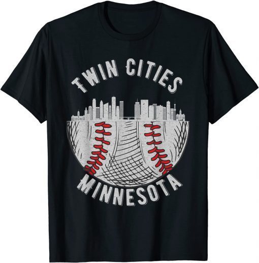 Unisex Cool Twin Cities Minnesota MN Baseball Skyline St. Paul-MPLS T-Shirt