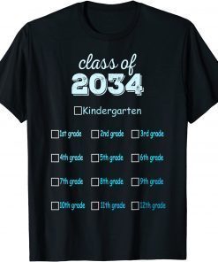 Class Of 2034 Grow With Me Hello Kindergarten Back To School Tee Shirt