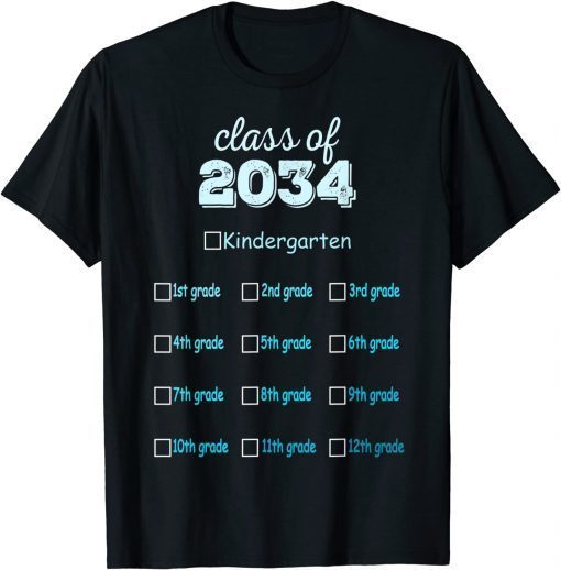 Class Of 2034 Grow With Me Hello Kindergarten Back To School Tee Shirt