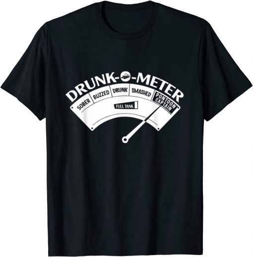 Drunk O Meter Sober Buzzed Drunk Smashed Pontoon Captain T-Shirt