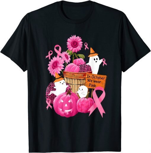 In October We Wear Pink Boo Pumpkin Breast Cancer Awareness 2021 T-Shirt
