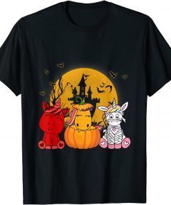Three Unicorns Pumpkin Mummy & Devil Funny Halloween Costume Shirts