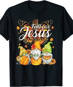 Gnome Fall For Jesus He Never Leaves Sunflower Thanksgiving T-Shirt