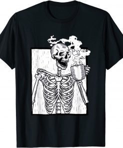 Skeleton Skull Coffee Drinking Halloween VIBES Women's Classic T-Shirt