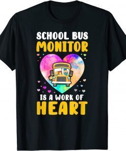 Funny School Bus Monitor It's A Work Of Heart Watercolor T-Shirt