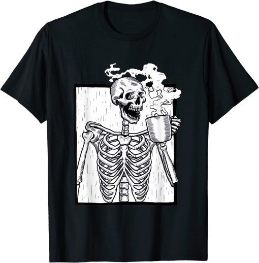 Skeleton Skull Coffee Drinking Halloween VIBES Women's Classic T-Shirt