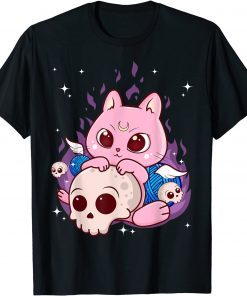 Unisex Cute Anime Kawaii Goth Cat Aesthetic Kawaii Pastel Clothes T-Shirt