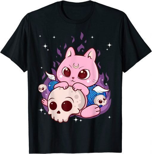 Unisex Cute Anime Kawaii Goth Cat Aesthetic Kawaii Pastel Clothes T-Shirt