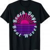 Beach Days Boat Waves Summer Vacation Pink Ocean Sunset T-Shirt