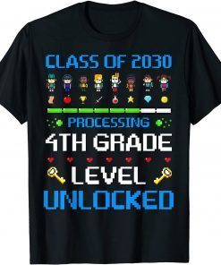 4th Grade First Day of School Class of 2030 Video Games T-Shirt