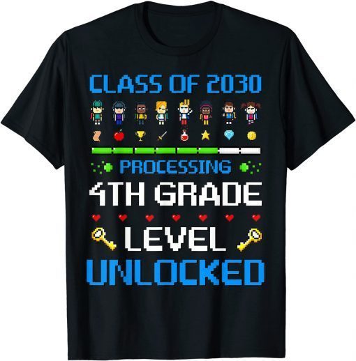 4th Grade First Day of School Class of 2030 Video Games T-Shirt