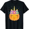 Funny Cute Unicorn Pumpkin Halloween Thanksgiving T-Shirt