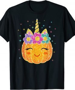 Funny Cute Unicorn Pumpkin Halloween Thanksgiving T-Shirt