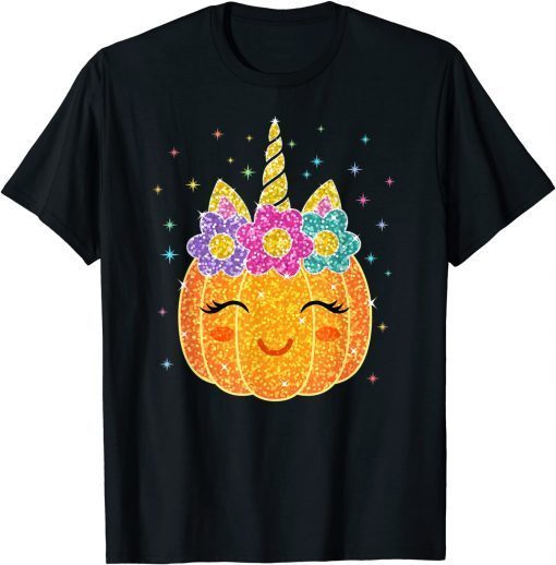 Funny Cute Unicorn Pumpkin Halloween Thanksgiving T-Shirt