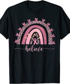 Breast Cancer Awareness Rainbow Believe Graphic T-Shirt