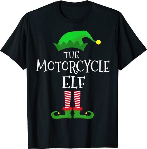 Motorcycle Elf Matching Family Group Christmas Party Pajama T-Shirt