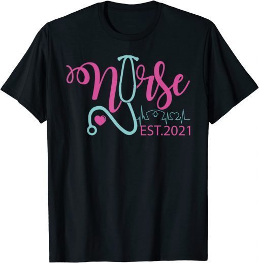 Nurse Est 2021 RN Nursing School Graduation, Graduate Gift T-Shirt