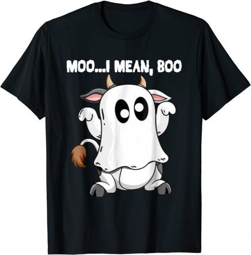 Official Ghost Cow Moo I Mean Boo Pumpkin Moon Halloween T-Shirt