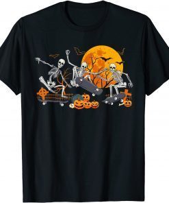 Official Skeleton Skateboard Skate Halloween Skateboarding Funny T-Shirt