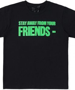 Official LBW Vlone X Friends T-Shirt Green Big V Printing Men's Shirts