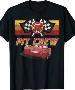 Official Disney Pixar Cars McQueen Pit Crew Red Distressed Shirt T-Shirt