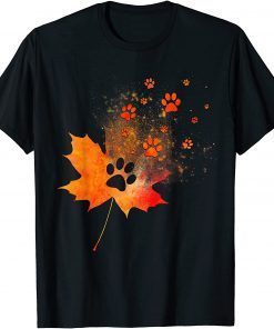 Dog Paw Maple Leaf Flying Paws Dog Lover Autumn Collection T-Shirt