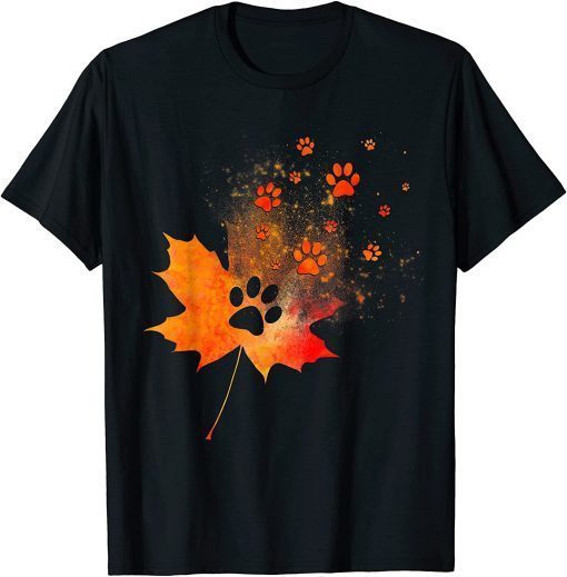 Dog Paw Maple Leaf Flying Paws Dog Lover Autumn Collection T-Shirt